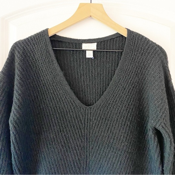 CASLON Black V-Neck Knit Cozy Sweater NWOT - Picture 2 of 7